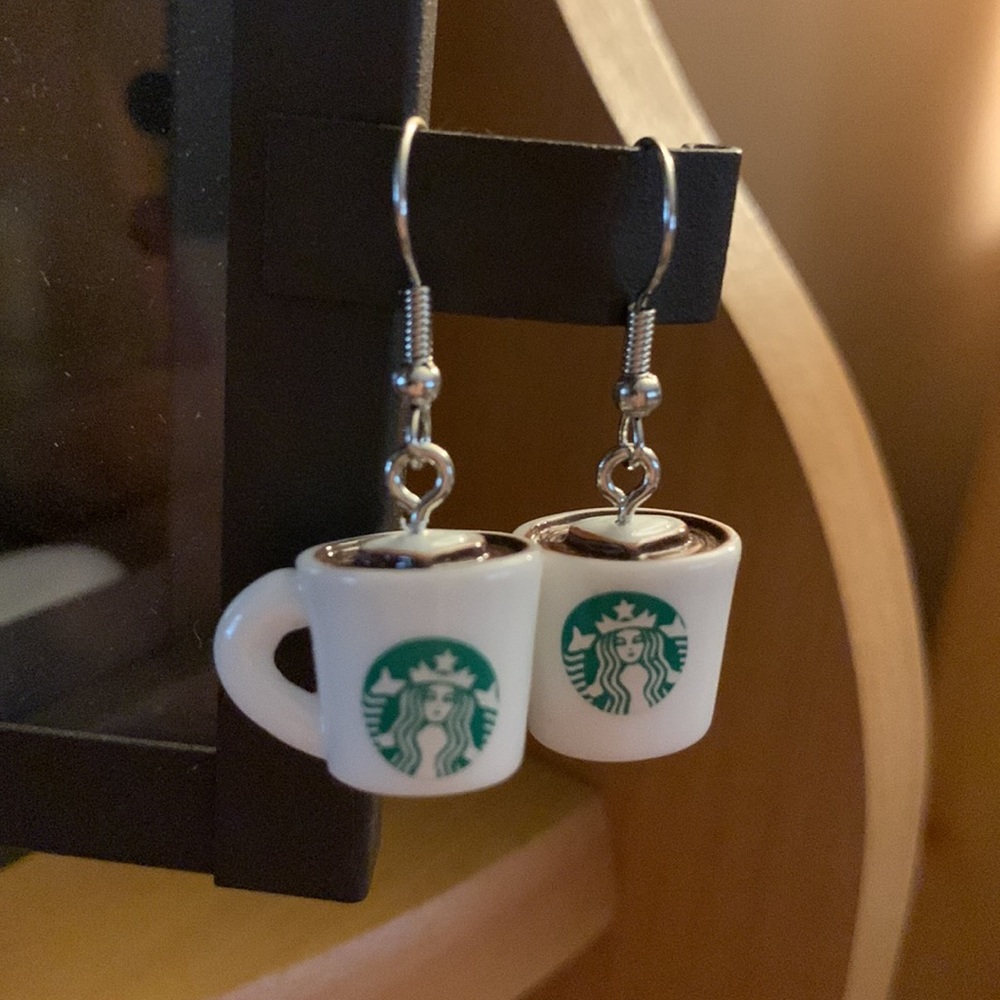 💚NEW! Coffee Cup / Latte Mug Earrings - Picture 4 of 4